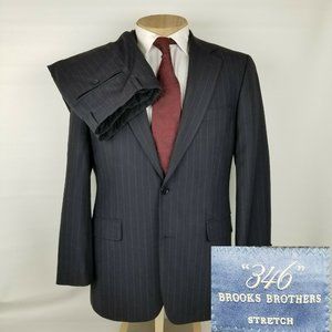 Brooks Brothers 346 Stretch Mens Suit 39R Blue Pin